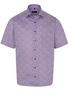 ETERNA KORTE MOUW OVERHEMD COMFORT FIT TWILL ROOD/BLAUW PRINT