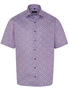 ETERNA KORTE MOUW OVERHEMD COMFORT FIT TWILL ROOD/BLAUW PRINT