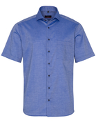ETERNA KORTE MOUW OVERHEMD MODERN FIT BLAUW MET RELIËF