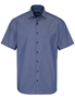 ETERNA KORTE MOUW OVERHEMD MODERN FIT BLAUW MET RELIËF