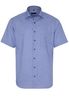 ETERNA KORTE MOUW OVERHEMD MODERN FIT BLAUW MET RELIËF