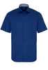 ETERNA KORTE MOUW OVERHEMD MODERN FIT BLAUW MET RELIËF