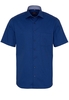 ETERNA KORTE MOUW OVERHEMD MODERN FIT BLAUW MET RELIËF
