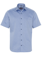 ETERNA KORTE MOUW OVERHEMD MODERN FIT BLAUW MET RELIËF