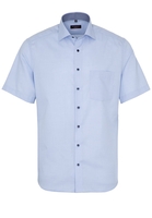 ETERNA KORTE MOUW OVERHEMD MODERN FIT LICHTBLAUW MET RELIËF
