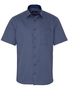 ETERNA KORTE MOUW OVERHEMD MODERN FIT KETTLANCÈ DONKERBLAUW MET RELIËF