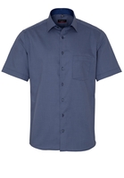 ETERNA KORTE MOUW OVERHEMD MODERN FIT KETTLANCÈ DONKERBLAUW MET RELIËF