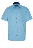 ETERNA KORTE MOUW OVERHEMD MODERN FIT KETTLANCÈ TURKOOIS MET RELIËF