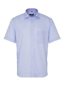 ETERNA KORTE MOUW OVERHEMD MODERN FIT LICHTBLAUW MET RELIËF