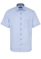 ETERNA KORTE MOUW OVERHEMD MODERN FIT LICHTBLAUW MET RELIËF