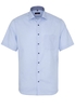 ETERNA KORTE MOUW OVERHEMD MODERN FIT LICHTBLAUW MET RELIËF