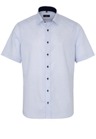 ETERNA KORTE MOUW OVERHEMD MODERN FIT LICHTBLAUW MET RELIËF