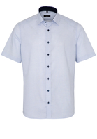 ETERNA KORTE MOUW OVERHEMD MODERN FIT LICHTBLAUW MET RELIËF