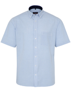 ETERNA KORTE MOUW OVERHEMD MODERN FIT LINNEN BLAUW / WIT GERUIT
