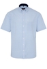 ETERNA KORTE MOUW OVERHEMD MODERN FIT LINNEN BLAUW / WIT GERUIT