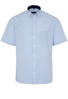 ETERNA KORTE MOUW OVERHEMD MODERN FIT LINNEN BLAUW / WIT GERUIT