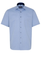 ETERNA KORTE MOUW OVERHEMD MODERN FIT NATTÉ LICHTBLAUW MET RELIËF