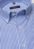 ETERNA KORTE MOUW OVERHEMD MODERN FIT OXFORD BLAUW / WIT GESTREEPT