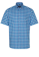 ETERNA KORTE MOUW OVERHEMD MODERN FIT OXFORD BLAUW/WIT GERUIT