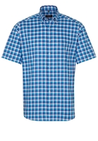 ETERNA KORTE MOUW OVERHEMD MODERN FIT OXFORD BLAUW/WIT GERUIT