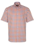 ETERNA KORTE MOUW OVERHEMD MODERN FIT OXFORD ORANJE / LICHTBLAUW