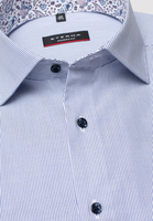 ETERNA KORTE MOUW OVERHEMD MODERN FIT PINPOINT BLAUW/WIT GESTREEPT