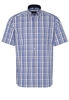 ETERNA KORTE MOUW OVERHEMD MODERN FIT POPELINE BEIGE/BLAUW PRINT
