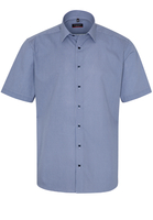 ETERNA KORTE MOUW OVERHEMD MODERN FIT POPELINE BLAUW / WIT PRINT