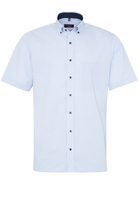 ETERNA KORTE MOUW OVERHEMD MODERN FIT POPELINE BLAUW GERUIT