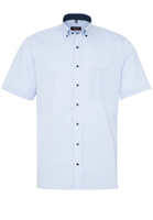 ETERNA KORTE MOUW OVERHEMD MODERN FIT POPELINE BLAUW GERUIT