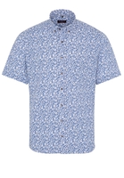 ETERNA KORTE MOUW OVERHEMD MODERN FIT POPELINE BLAUW PRINT