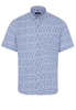 ETERNA KORTE MOUW OVERHEMD MODERN FIT POPELINE BLAUW PRINT