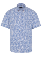 ETERNA KORTE MOUW OVERHEMD MODERN FIT POPELINE BLAUW PRINT