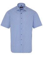 ETERNA KORTE MOUW OVERHEMD MODERN FIT POPELINE BLAUW/ROOD PRINT