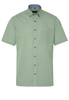 ETERNA KORTE MOUW OVERHEMD MODERN FIT POPELINE GROEN/WIT GERUIT