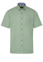 ETERNA KORTE MOUW OVERHEMD MODERN FIT POPELINE GROEN/WIT GERUIT