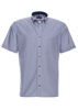 ETERNA KORTE MOUW OVERHEMD MODERN FIT POPELINE NAVY / WIT GERUIT