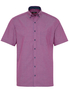 ETERNA KORTE MOUW OVERHEMD MODERN FIT POPELINE ROOD / BLAUW GERUIT