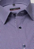 ETERNA KORTE MOUW OVERHEMD MODERN FIT POPELINE ROOD / BLAUW PRINT