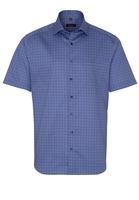 ETERNA KORTE MOUW OVERHEMD MODERN FIT SATIJNBINDING BLAUW PRINT