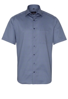ETERNA KORTE MOUW OVERHEMD MODERN FIT SATIJNBINDING BLAUW/GROEN PRINT