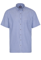ETERNA KORTE MOUW OVERHEMD MODERN FIT TWILL BLAUW GESTREEPT