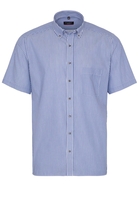 ETERNA KORTE MOUW OVERHEMD MODERN FIT TWILL BLAUW GESTREEPT