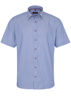 ETERNA KORTE MOUW OVERHEMD MODERN FIT TWILL BLAUW GESTREEPT