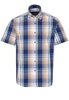 ETERNA KORTE MOUW OVERHEMD REGULAR FIT POPELINE BLAUW/GEEL GERUIT