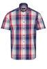 ETERNA KORTE MOUW OVERHEMD REGULAR FIT POPELINE ROOD/BLAUW GERUIT