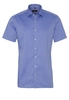 ETERNA KORTE MOUW OVERHEMD SLIM FIT NATTÉ BLAUW MET RELIËF