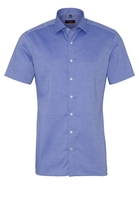 ETERNA KORTE MOUW OVERHEMD SLIM FIT NATTÉ BLAUW MET RELIËF