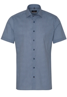 ETERNA KORTE MOUW OVERHEMD SLIM FIT PINPOINT MARINEBLAUW PRINT