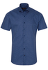 ETERNA KORTE MOUW OVERHEMD SLIM FIT POPELINE BLAUW/WIT PRINT
